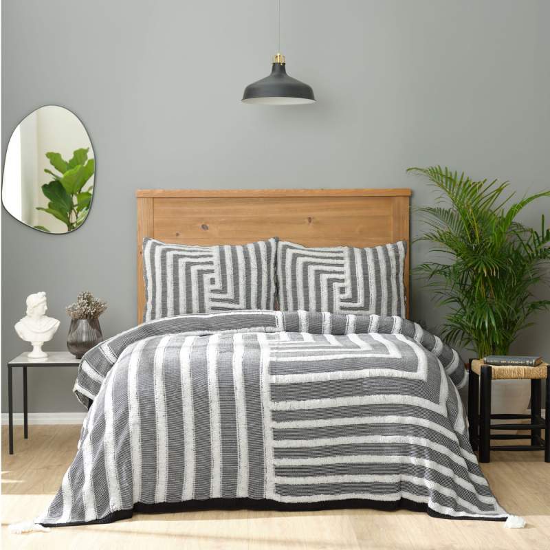 Karaca Home Fois Gray Double Knitwear Bedspread Set Karaca Home Fois Gray Double Knitwear Bedspread Set