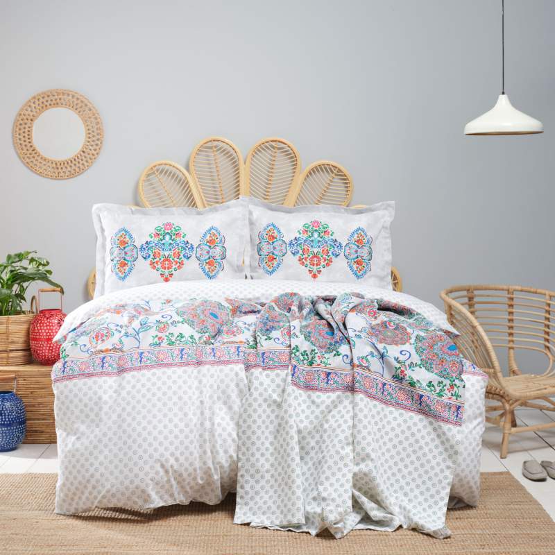 Karaca Home Morela Blue 100% Cotton Double Pique Duvet Cover Set Karaca Home Morela Blue 100% Cotton Double Pique Duvet Cover Set