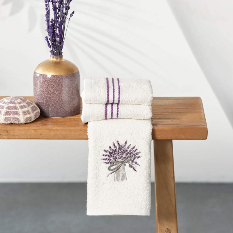 Karaca Home Lavander 100% Cotton 3 Piece Towel Set