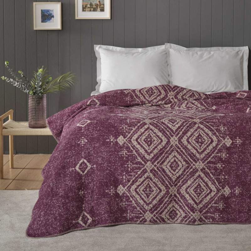 Karaca Home Gemma Dried Rose Double Cotton Blanket Karaca Home Gemma Dried Rose Double Cotton Blanket