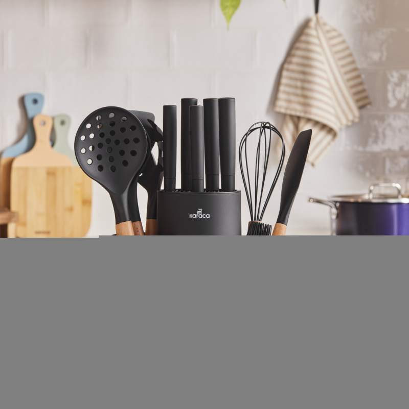 Karaca Burby Wood 14 Pcs Serving and Knife Set Karaca Burby Wood 14 Pcs Serving and Knife Set