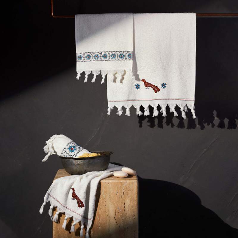 Karaca Home Paye Seljuk Series Bird Embroidery 100% Cotton Towel Set Karaca Home Paye Seljuk Series Bird Embroidery 100% Cotton Towel Set