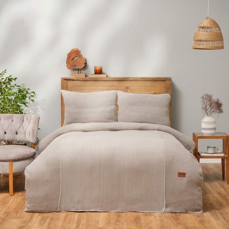 Karaca Home Rimba Gray Double Knitwear Bed Cover Set Karaca Home Rimba Gray Double Knitwear Bed Cover Set