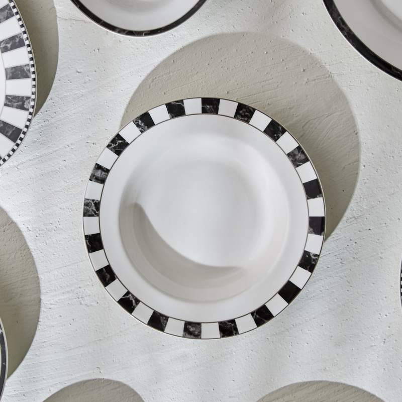 Karaca Checkered Porcelain Deep Plate 22 cm