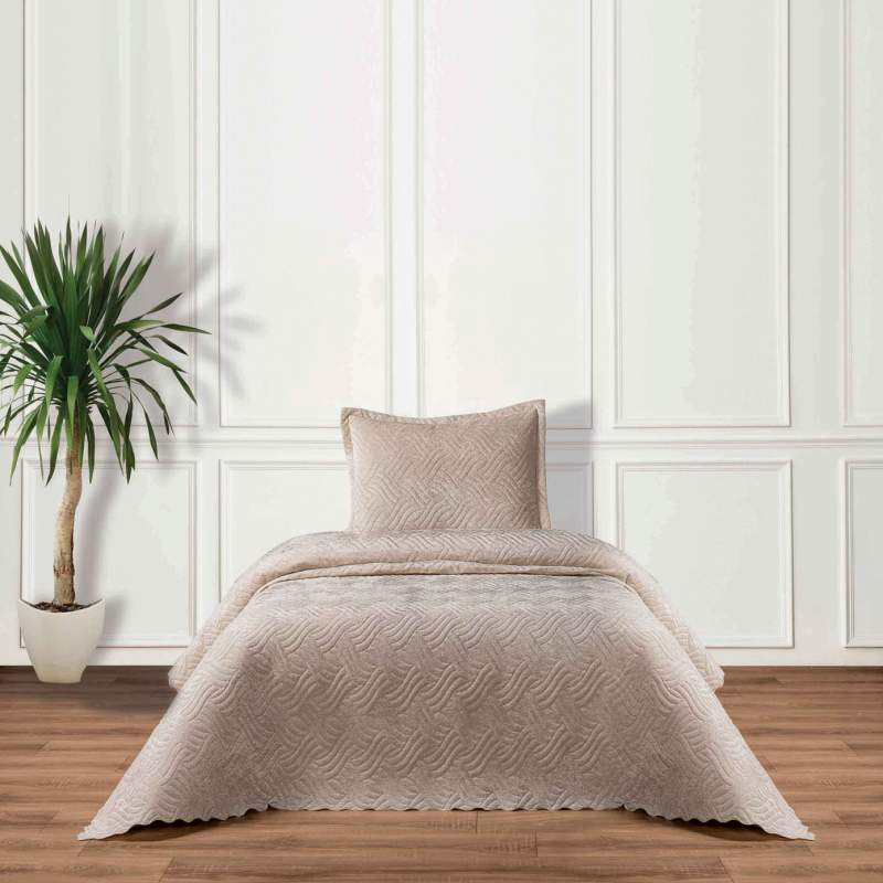 Karaca Home Lamia Gold Velvet Single Bedspread