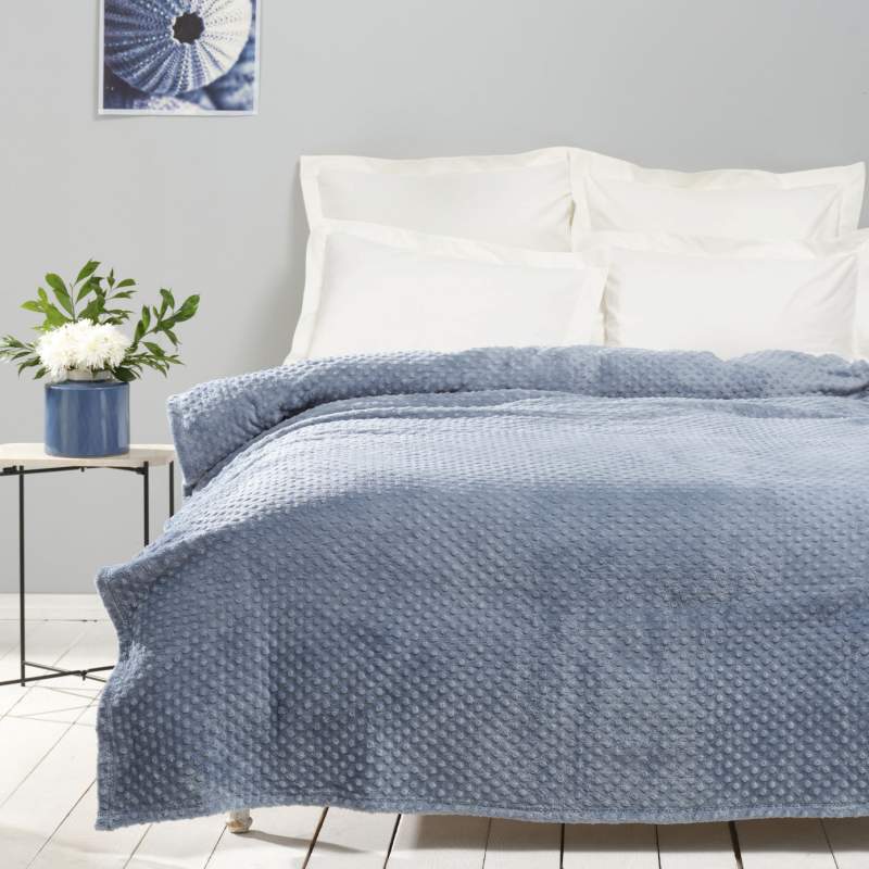 Karaca Home Alice Indigo Single Bud Wellsoft Blanket Karaca Home Alice Indigo Single Bud Wellsoft Blanket
