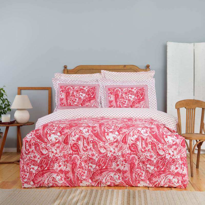 Karaca Home Bellance Red 100% Cotton Double Duvet Cover Set Karaca Home Bellance Red 100% Cotton Double Duvet Cover Set