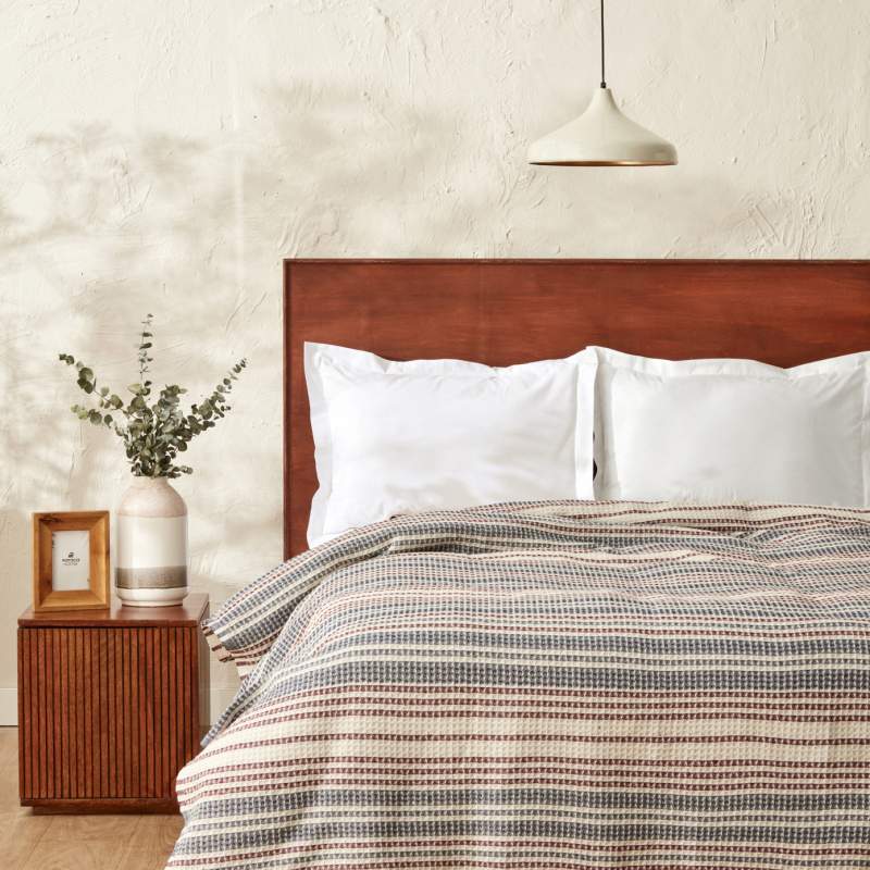 Karaca Home Flow Striped Double Waffle Pique 200x230 cm Indigo