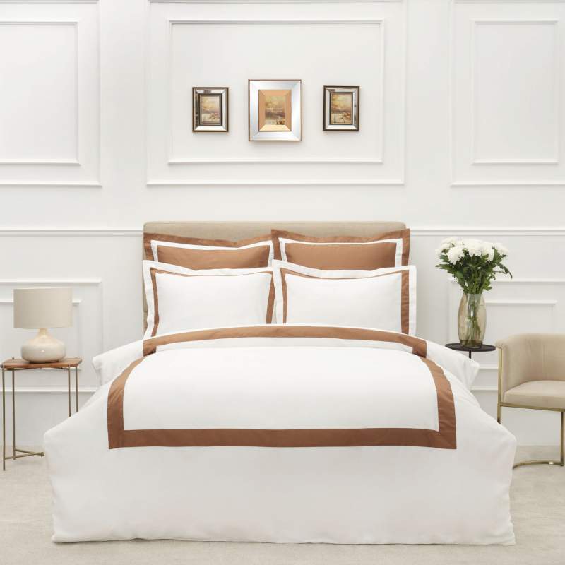 Karaca Home White Col Porto Gold Double Percale Duvet Cover Set