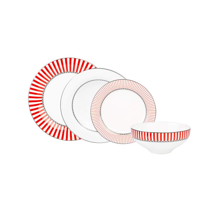 Jumbo Royal Red Colors 24 Pcs Dinnerware Set for 6 Persons