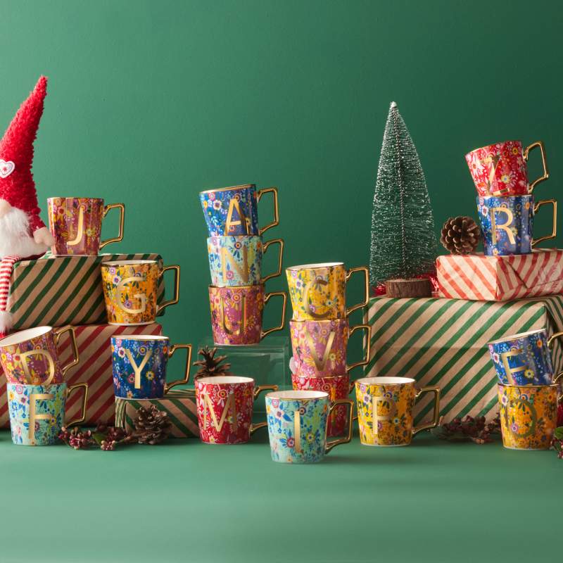 Karaca Flower Mug with Letter M 350 ml