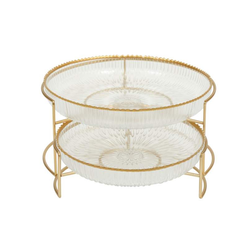 Karaca Home Flora Set of 2 Presentation Plates Transparent Karaca Home Flora Set of 2 Presentation Plates Transparent