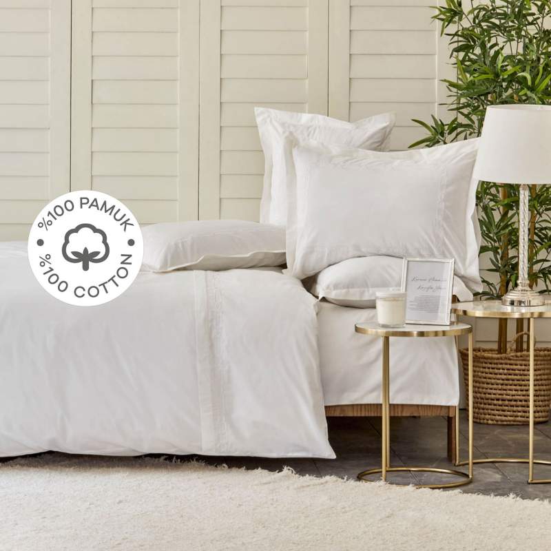 Karaca Home White Collection Nimes 100% Cotton Double Duvet Cover Set Karaca Home White Collection Nimes 100% Cotton Double Duvet Cover Set