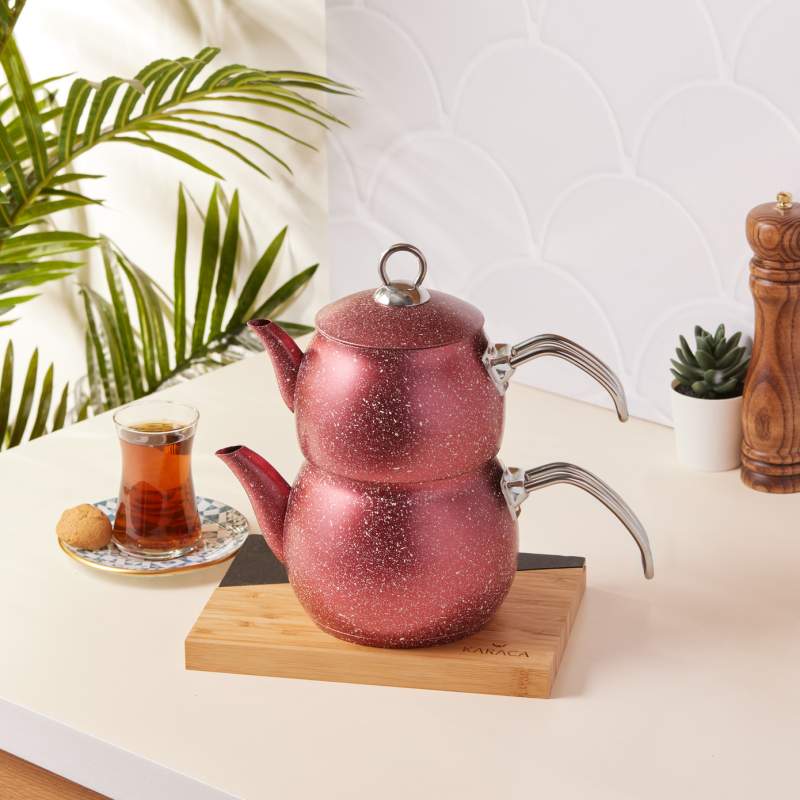 Karaca Biogranit Steel Plus Teapot Set Red