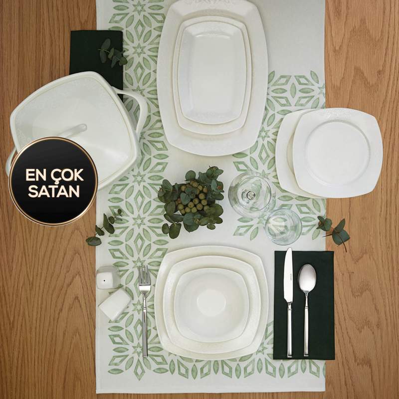 Emsan Begonia 60 Pieces 12 Person Porcelain Dinnerware