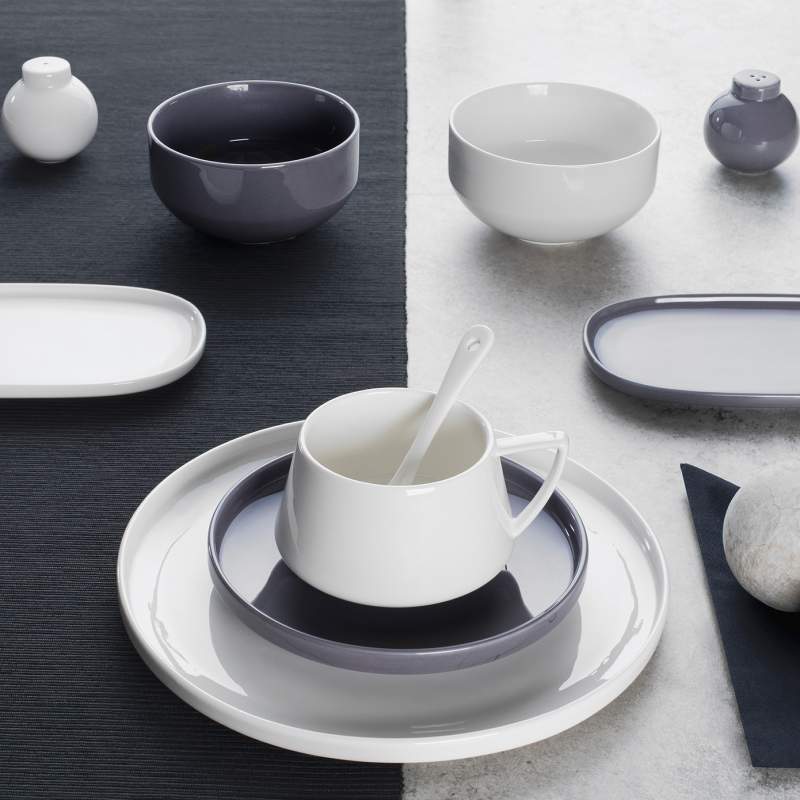 Emsan Parla 32 Pieces 6 Person Breakfast Set Gray White