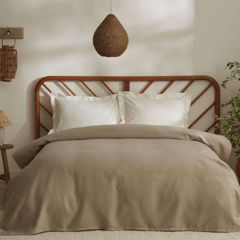 Karaca Home Nature Lover Lorena Bamboo Single Jacquard Pique 160x230 cm Beige