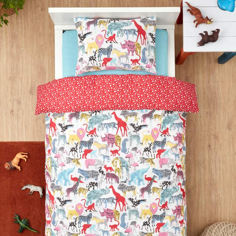 Karaca Home Young Animal 100% Cotton Single Fitted Duvet Cover Set Karaca Home Young Animal 100% Cotton Single Fitted Duvet Cover Set