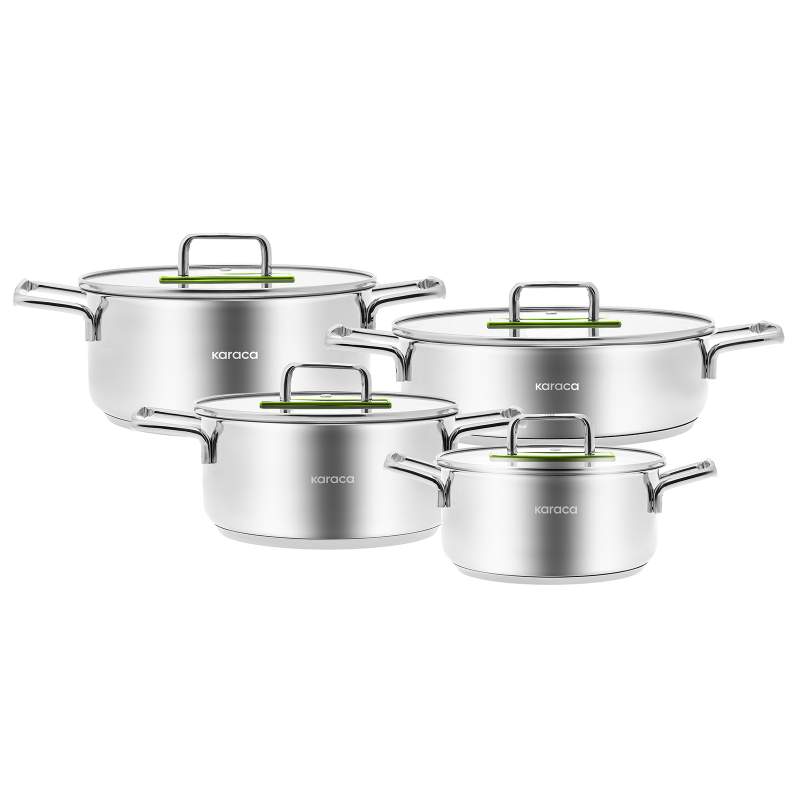 Karaca Arya 8 Pieces Steel Cookware Set Green