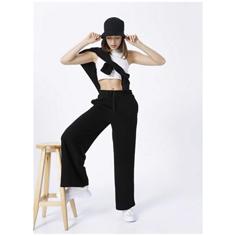 Factory Elastic Black Women's Sweatpants - LIKA