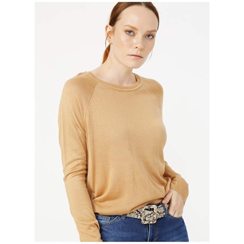 Factory Boat Collar Plain Camel Hair Sweater