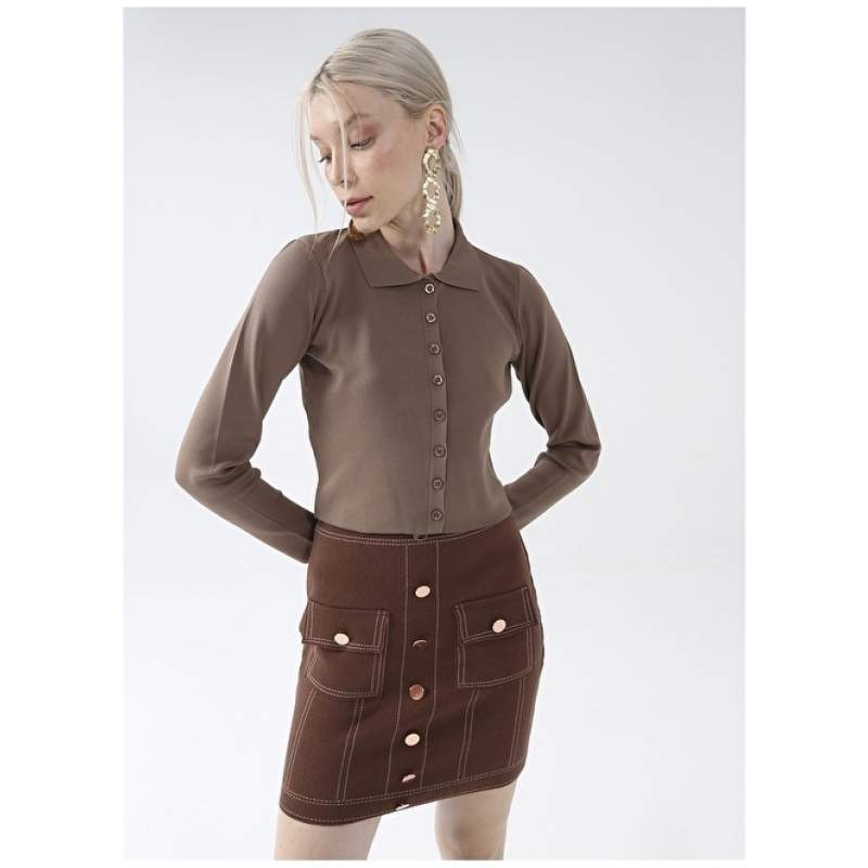 Factory Brown Women's Cardigan ANJALI Factory Brown Women's Cardigan ANJALI