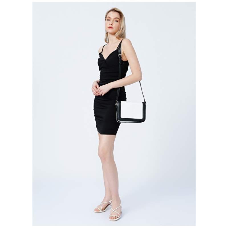 Factory Caner V-Neck Basic Plain Black Women's Dress