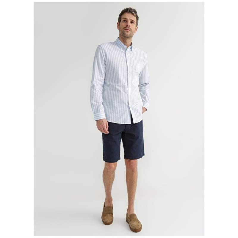 Factory Low Waist Basic Navy Blue Men's Bermuda Shorts OSLO