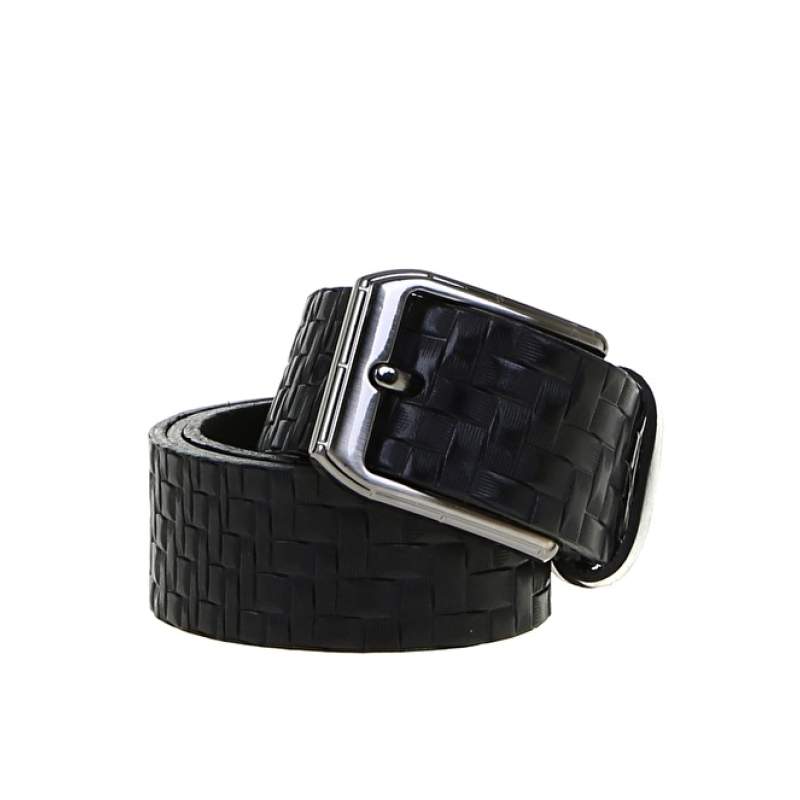 Factory Black Men's Leather Knitted Belt FRK 106