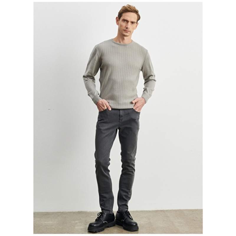 Altınyıldız Classics Normal Waist Slim Fit Slim Fit Gray Men's Denim Pants 4A0123100004