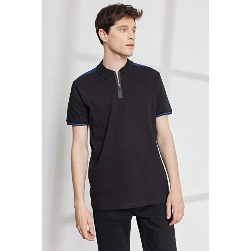Slim Fit Polo Neck Cotton Short Sleeve T-Shirt