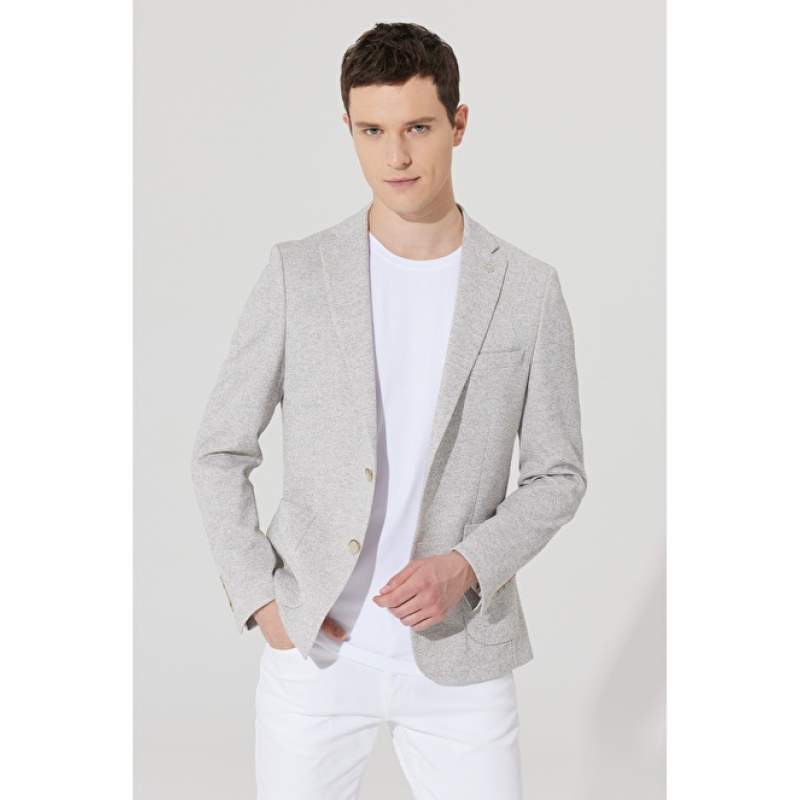 Slim Fit Slim Fit Mono Collar Patterned Jacket Slim Fit Slim Fit Mono Collar Patterned Jacket