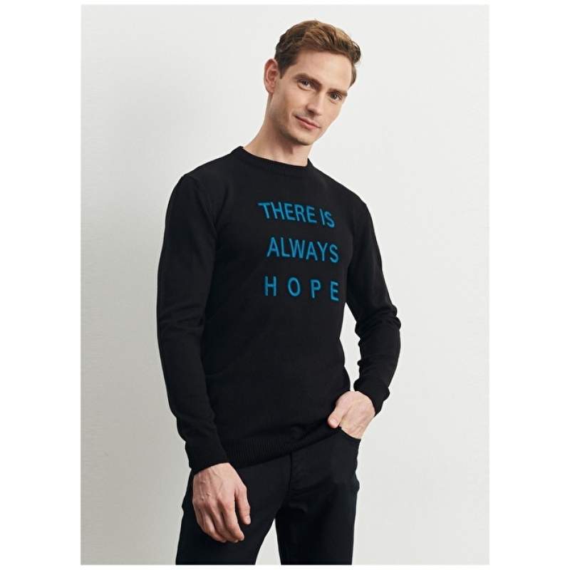 Altınyıldız Classics Crew Neck Black Men's Sweater 4A4923100036