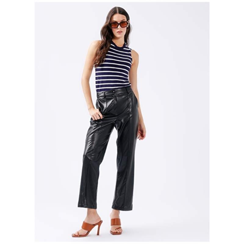 Factory Normal Waist Basic Black Women's Trousers NATALIE
