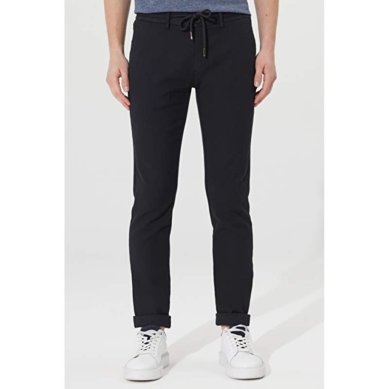 4A0123100043 Slim Fit Slim Fit Diagonal Patterned Flexible Trousers