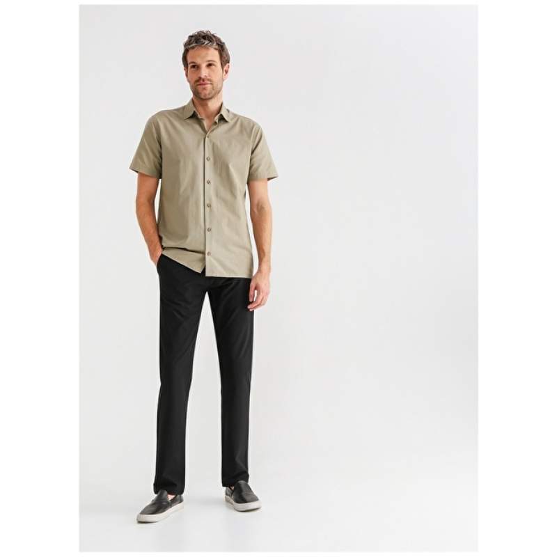 Factory Low Waist Slim Leg Black Men's Chino Pants BASILDON