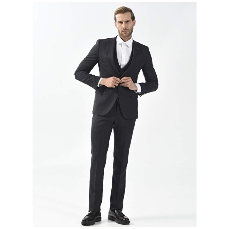 Altınyıldız Classics Normal Waist Slim Fit Dark Navy Blue Men's Vest Suit 4A3123100011