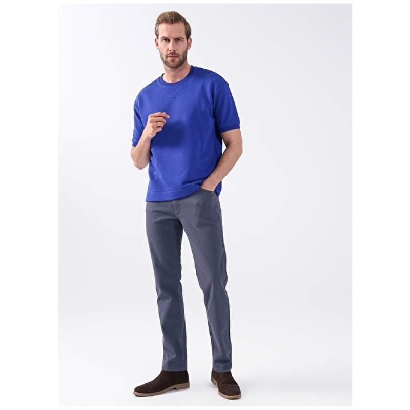 Altınyıldız Classics Normal Waist Pile Cuff Comfort Fit Gray - Blue Men's Trousers 4A0123100061