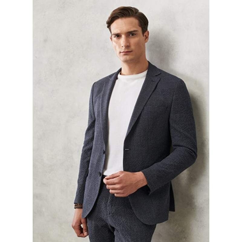 Slim Fit Mono Collar Checkered Classic Suit Slim Fit Mono Collar Checkered Classic Suit