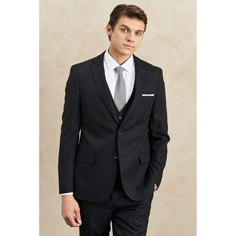 Slim Fit Slim Fit Mono Collar Vest Suit