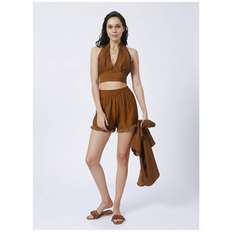 Factory MRV-22 Elastic Basic Brown Women's Shorts