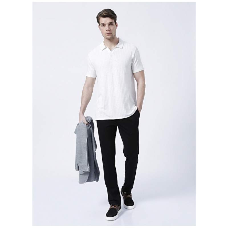 Factory Normal Waist Slim Leg Black Men's Chino Trousers KENYA