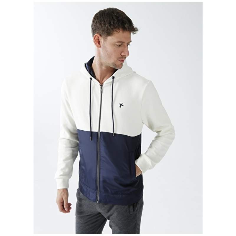 Factory Hooded Collar Plain Ecru Men's Sweatmont SARBER