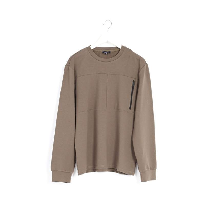Factory O Neck Plain Khaki Men's Sweatshirt ALUIN
