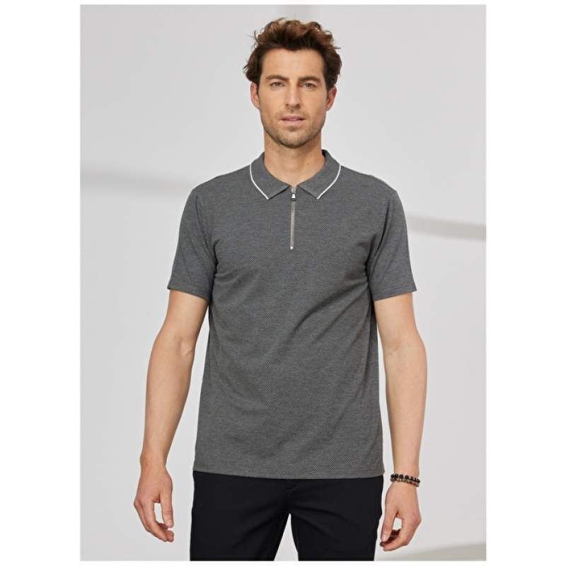 Altınyıldız Classics Polo Neck Anthracite Men's T-Shirt 4A4823200019