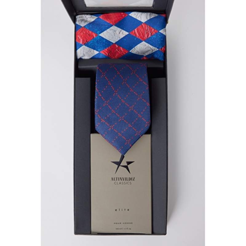 Patterned Tie-Handkerchief-Perfume Set