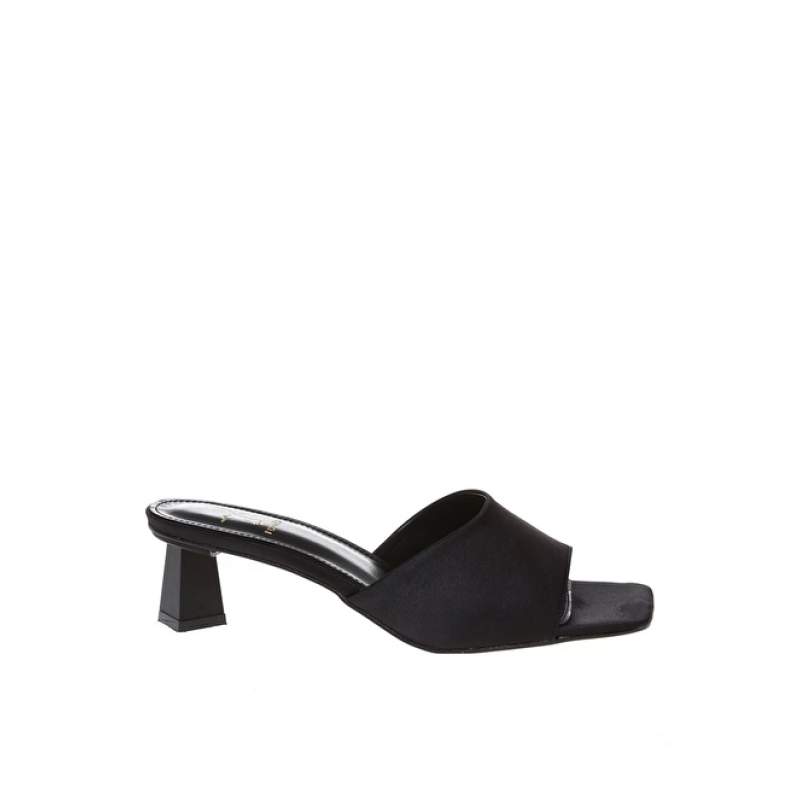 Fabrika Lines Satin Black Women's Slippers