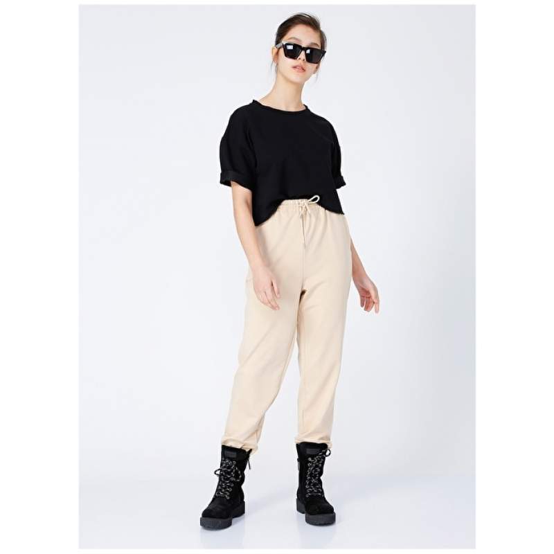 Factory Plain Beige Women's Sweatpants TUNA