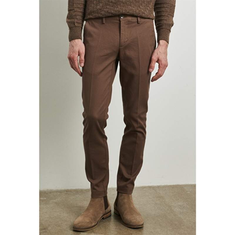 Altınyıldız Classics Normal Waist Skinny Leg Slim Fit Camel Hair Men's Trousers 4A0123100022
