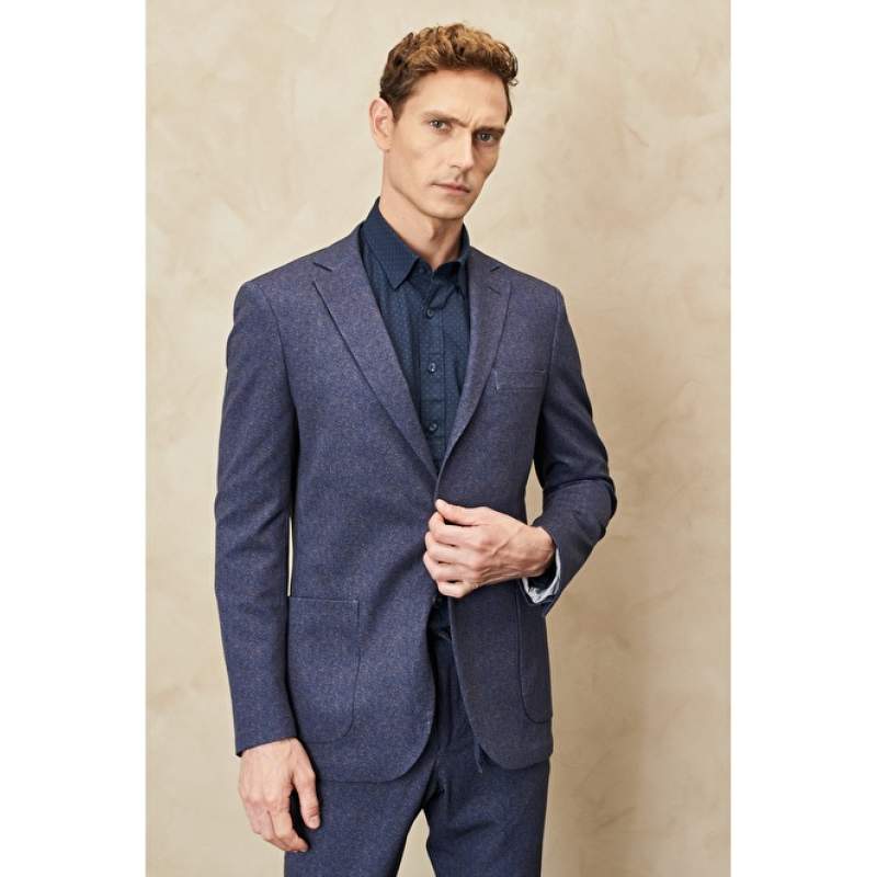 Slim Fit Slim Fit Mono Collar Patterned Suit Slim Fit Slim Fit Mono Collar Patterned Suit